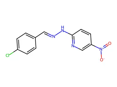 2-{2-[(4-Chlorophenyl)methylidene]hydrazinyl}-5-nitropyridine structure