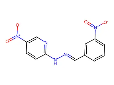 5-nitro-N-[(3-nitrophenyl)methylideneamino]pyridin-2-amine structure