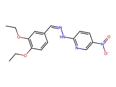N-[(3,4-diethoxyphenyl)methylideneamino]-5-nitropyridin-2-amine structure