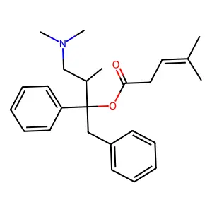 [4-(Dimethylamino)-3-methyl-1,2-diphenylbutan-2-yl] 4-methylpent-3-enoate structure