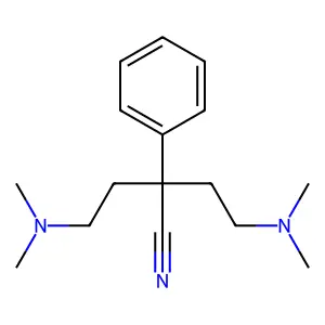 Butyronitrile, 4-(dimethylamino)-2-(2-(dimethylamino)ethyl)-2-phenyl- structure