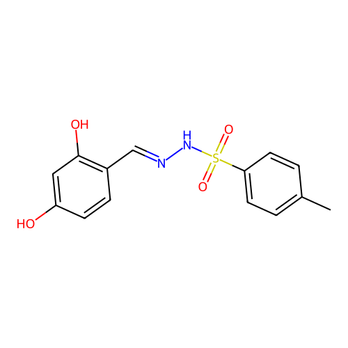 N-[(2,4-dihydroxyphenyl)methylideneamino]-4-methylbenzenesulfonamide structure
