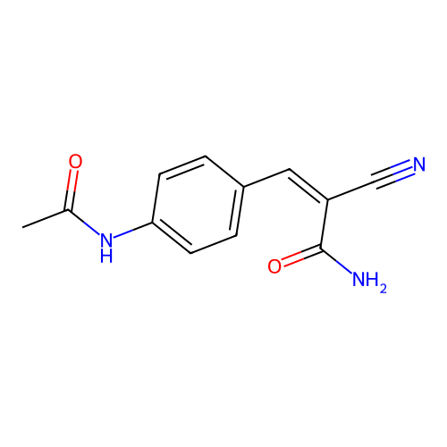 2-Cyano-3-(4-acetamidophenyl)prop-2-enamide structure