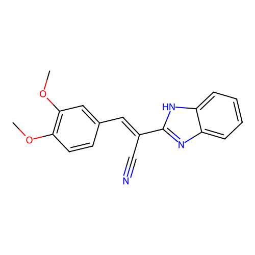 2-(1H-benzimidazol-2-yl)-3-(3,4-dimethoxyphenyl)prop-2-enenitrile structure