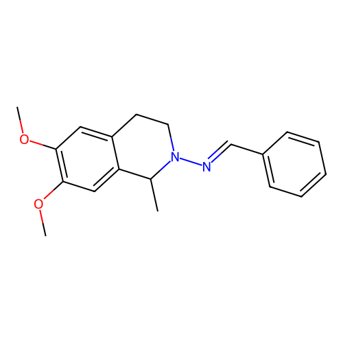 (E)-N-benzylidene-6,7-dimethoxy-1-methyl-3,4-dihydroisoquinolin-2(1H)-amine structure