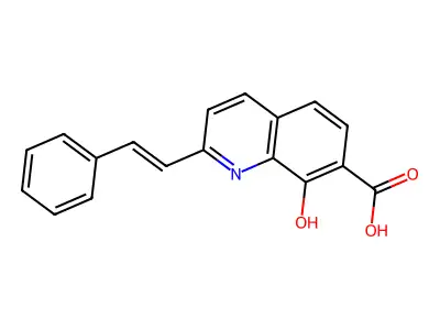 7-Quinolinecarboxylic acid, 8-hydroxy-2-(2-phenylethenyl)- structure