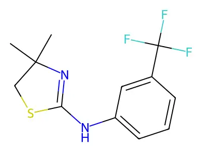 4,4-dimethyl-N-[3-(trifluoromethyl)phenyl]-4,5-dihydro-1,3-thiazol-2-amine structure