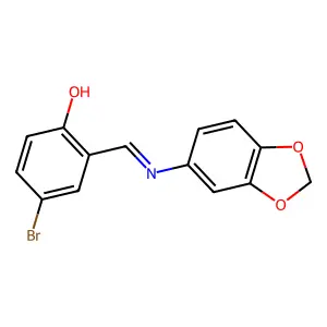 2-[(E)-(1,3-benzodioxol-5-ylimino)methyl]-4-bromophenol structure