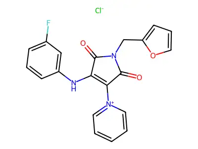 1-[4-(3-fluoroanilino)-1-(2-furylmethyl)-2,5-dioxo-2,5-dihydro-1H-pyrrol-3-yl]pyridinium chloride structure