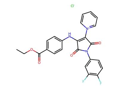 1-{1-(3,4-difluorophenyl)-4-[4-(ethoxycarbonyl)anilino]-2,5-dioxo-2,5-dihydro-1H-pyrrol-3-yl}pyridinium chloride structure