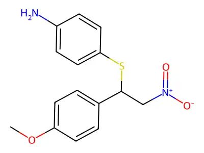 4-[1-(4-Methoxyphenyl)-2-nitroethyl]sulfanylaniline structure
