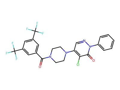 5-{4-[3,5-bis(trifluoromethyl)benzoyl]piperazino}-4-chloro-2-phenylpyridazin-3(2H)-one structure