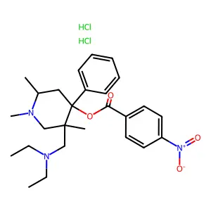 4-Piperidinol, 5-diethylaminomethyl-4-phenyl-1,2,5-trimethyl-, p-nitrobenzoate, dihydrochloride structure
