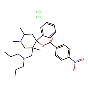 4-Piperidinol, 5-dipropylaminomethyl-4-phenyl-1,2,5-trimethyl-, p-nitrobenzoate, dihydrochloride structure