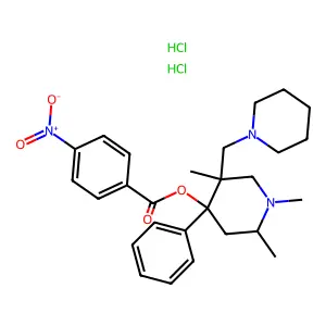 4-Piperidinol, 4-hydroxy-4-phenyl-5-piperidinomethyl-1,2,5-trimethyl-, p-nitrobenzoate, dihydrochloride structure