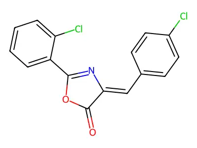 (4Z)-2-(2-chlorophenyl)-4-[(4-chlorophenyl)methylidene]-1,3-oxazol-5-one structure
