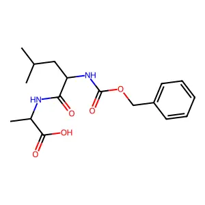 N-[N-[(phenylmethoxy)carbonyl]-L-leucyl]-L-alanine structure