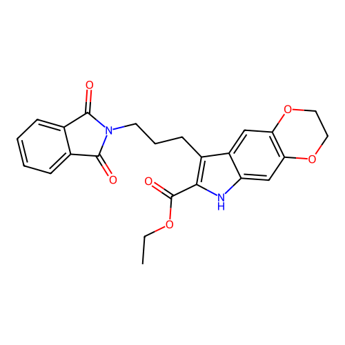 ethyl 8-(3-(1,3-dioxoisoindolin-2-yl)propyl)-3,6-dihydro-2H-[1,4]dioxino[2,3-f]indole-7-carboxylate structure