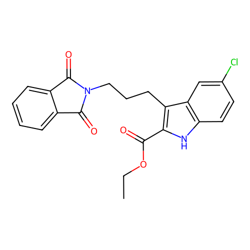 ethyl 5-chloro-3-[3-(1,3-dioxoisoindol-2-yl)propyl]-1H-indole-2-carboxylate structure