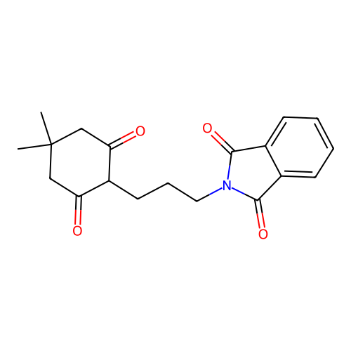 2-(3-(4,4-Dimethyl-2,6-dioxo-cyclohexyl)-propyl)-isoindole-1,3-dione structure