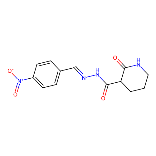 N'-[(E)-(4-nitrophenyl)methylidene]-2-oxo-3-piperidinecarbohydrazide structure