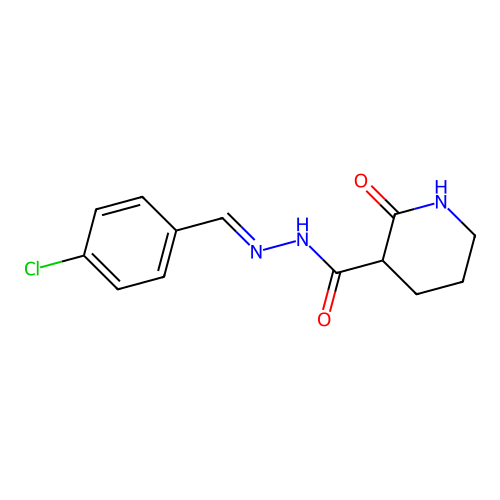 N'-[(E)-(4-chlorophenyl)methylidene]-2-oxopiperidine-3-carbohydrazide structure
