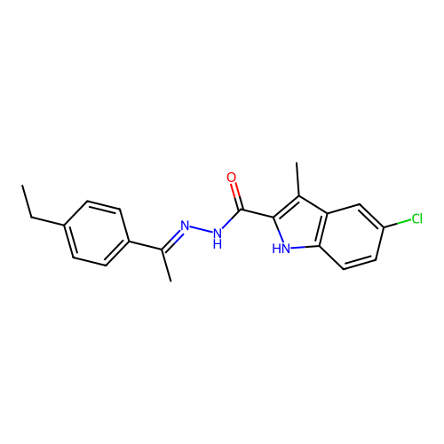 (E)-5-chloro-N'-(1-(4-ethylphenyl)ethylidene)-3-methyl-1H-indole-2-carbohydrazide structure