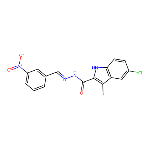 5-chloro-3-methyl-N'-[(E)-(3-nitrophenyl)methylidene]-1H-indole-2-carbohydrazide structure