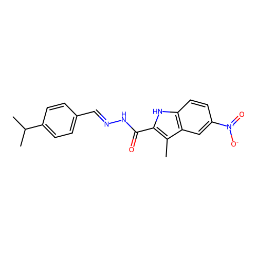 (E)-N'-(4-isopropylbenzylidene)-3-methyl-5-nitro-1H-indole-2-carbohydrazide structure