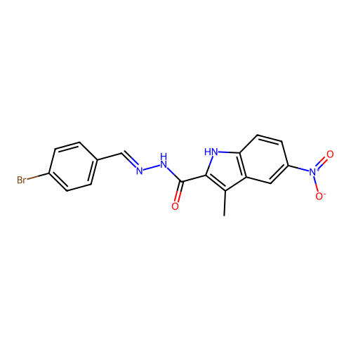 N'-[(E)-(4-bromophenyl)methylidene]-3-methyl-5-nitro-1H-indole-2-carbohydrazide structure