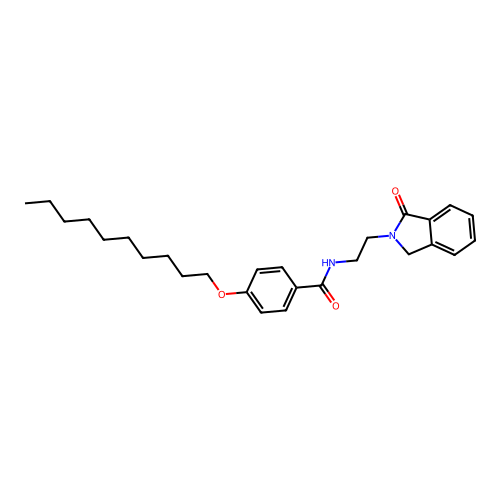 4-(decyloxy)-N-[2-(1-oxo-1,3-dihydro-2H-isoindol-2-yl)ethyl]benzamide structure