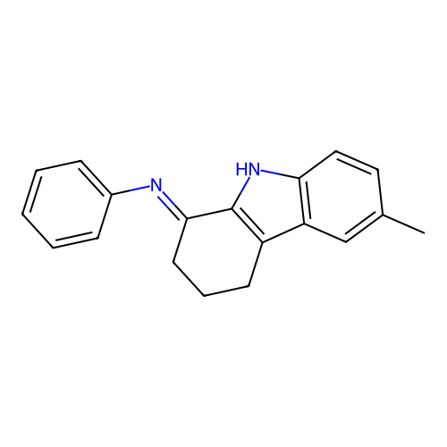 N-[(1E)-6-methyl-2,3,4,9-tetrahydro-1H-carbazol-1-ylidene]aniline structure