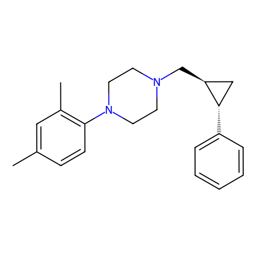 1-(2,4-dimethylphenyl)-4-{[(1S,2S)-2-phenylcyclopropyl]methyl}piperazine structure
