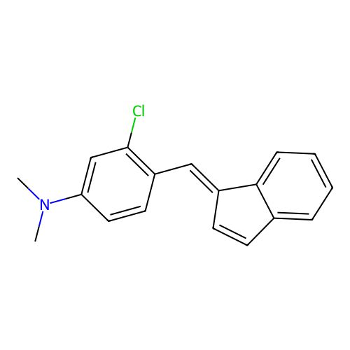 3-chloro-4-[(E)-inden-1-ylidenemethyl]-N,N-dimethylaniline structure