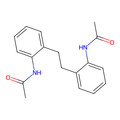N-[2-[2-(2-acetamidophenyl)ethyl]phenyl]acetamide structure