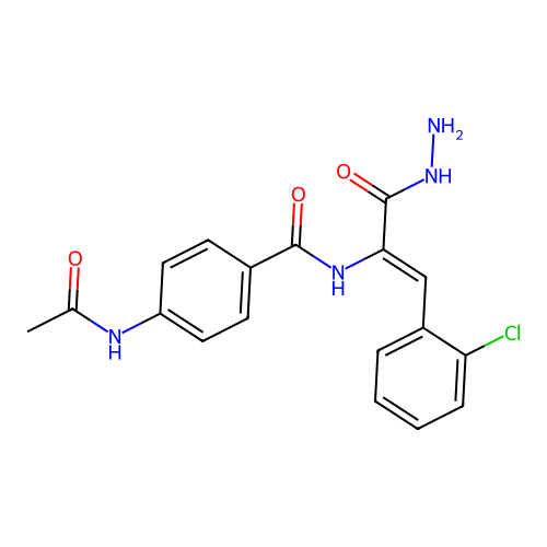 Cinnamic acid, alpha-(p-acetamidobenzamido)-o-chloro-, hydrazide structure