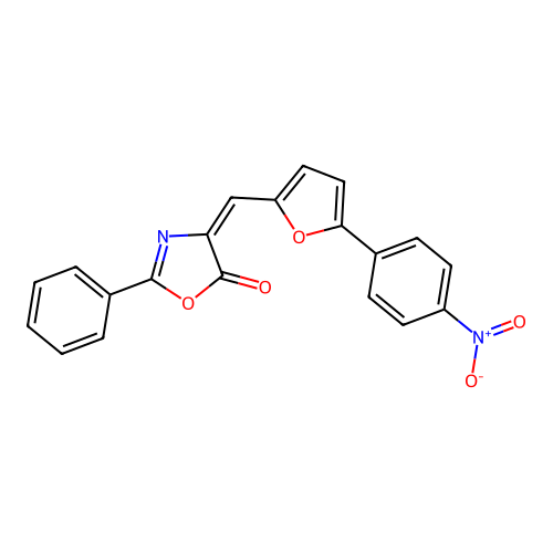 4-[[5-(4-Nitrophenyl)furan-2-yl]methylidene]-2-phenyl-1,3-oxazol-5-one structure