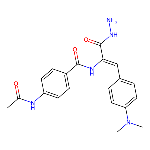 Cinnamic acid, alpha-(p-acetamidobenzamido)-p-(dimethylamino)-, hydrazide structure