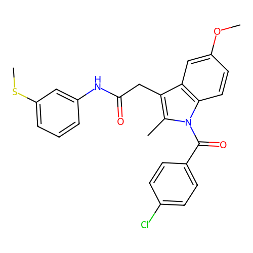 2-[1-(4-chlorobenzoyl)-5-methoxy-2-methyl-indol-3-yl]-N-(3-methylsulfanylphenyl)acetamide structure