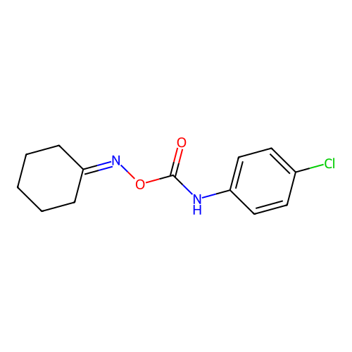 [(4-Chlorophenyl)amino][(cyclohexylideneamino)oxy]methanone structure