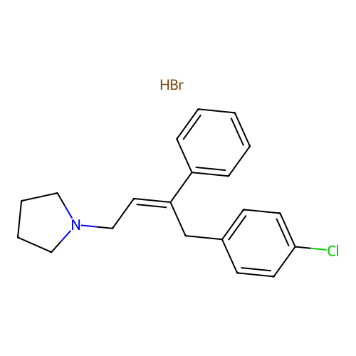 (Z)-1-(4-(4-Chlorophenyl)-3-phenylbut-2-enyl)pyrrolidinium bromide structure