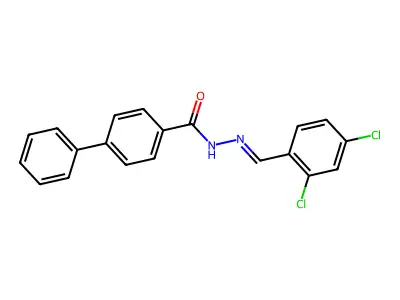 N-[(E)-(2,4-dichlorophenyl)methylideneamino]-4-phenylbenzamide structure