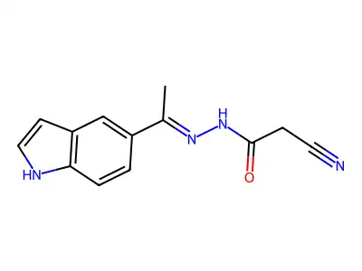 2-cyano-N-[1-(1H-indol-5-yl)ethylideneamino]acetamide structure