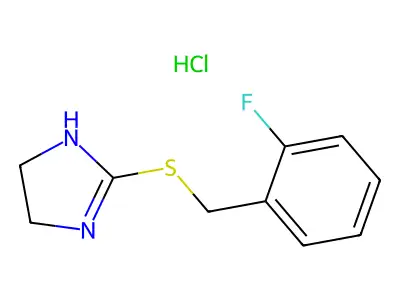 2-[(2-fluorobenzyl)thio]-4,5-dihydro-1H-imidazole hydrochloride structure