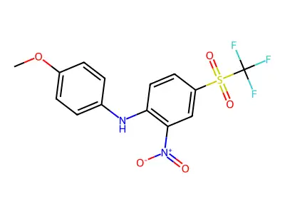 N-(4-methoxyphenyl)-2-nitro-4-(trifluoromethylsulfonyl)aniline structure
