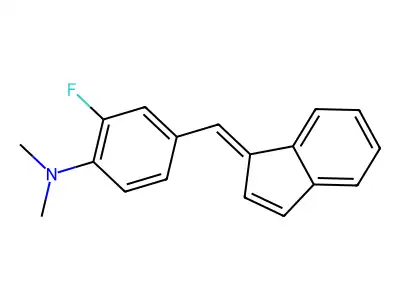 2-fluoro-4-(inden-1-ylidenemethyl)-N,N-dimethylaniline structure