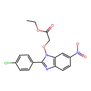ethyl 2-{[2-(4-chlorophenyl)-6-nitro-1H-1,3-benzimidazol-1-yl]oxy}acetate structure