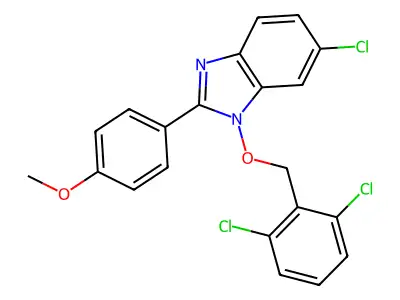 6-chloro-1-[(2,6-dichlorobenzyl)oxy]-2-(4-methoxyphenyl)-1H-1,3-benzimidazole structure