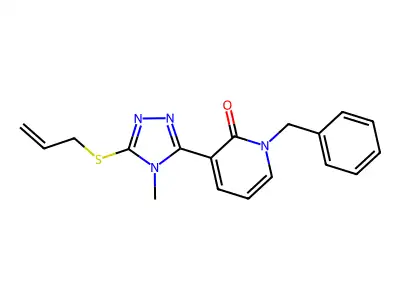 3-[5-(allylsulfanyl)-4-methyl-4H-1,2,4-triazol-3-yl]-1-benzyl-2(1H)-pyridinone structure