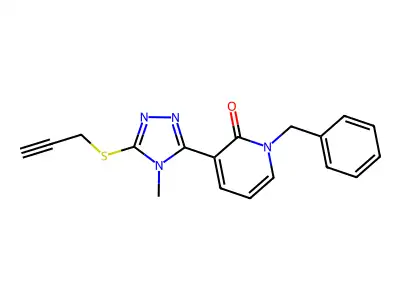 1-benzyl-3-[4-methyl-5-(2-propynylsulfanyl)-4H-1,2,4-triazol-3-yl]-2(1H)-pyridinone structure